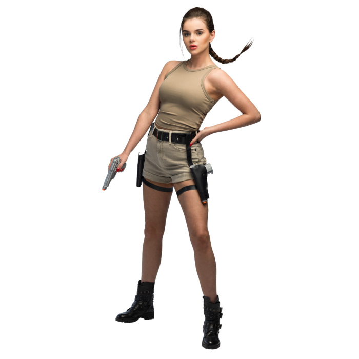 ver cartuchera pistolas lara croft