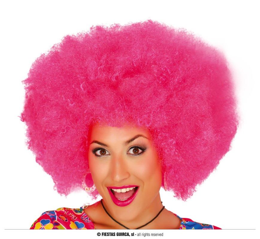 Peluca afro rosa