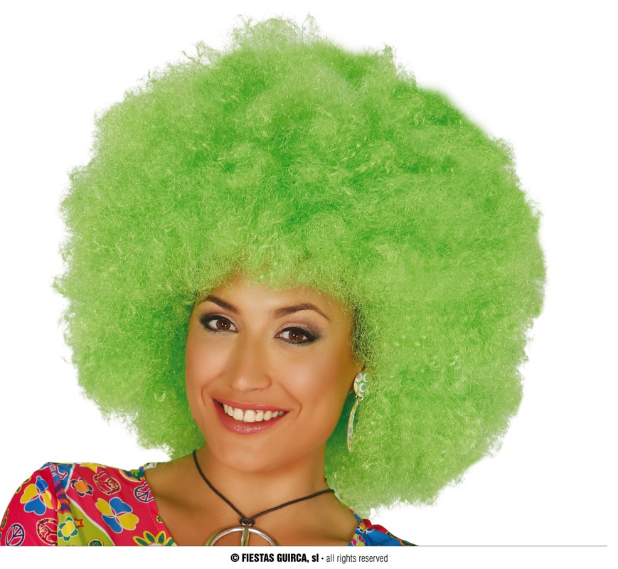 Peluca afro verde