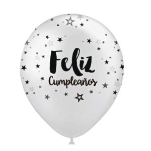 ver globos feliz cumpleaños plata