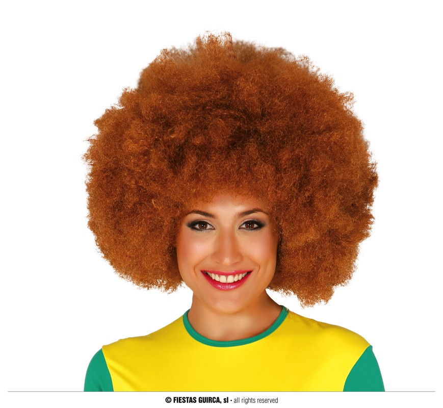 Peluca afro castaña