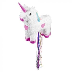 Piñata mejicana unicornio corazón con cintas