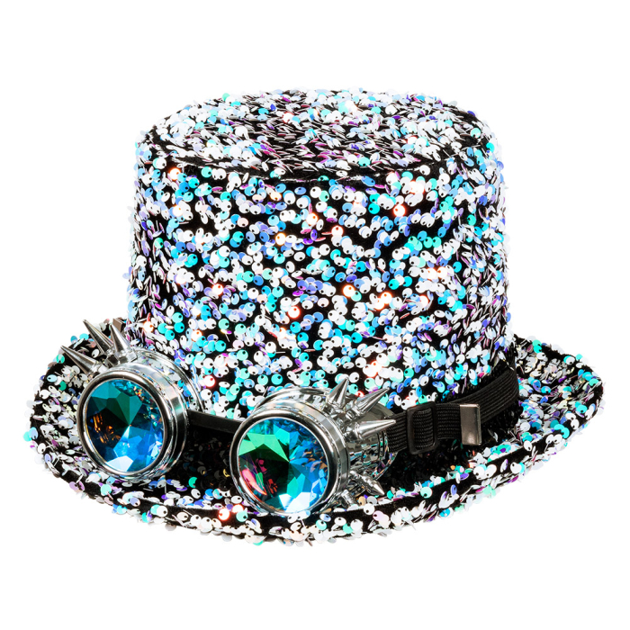 ver chistera steampunk lentejuelas plata