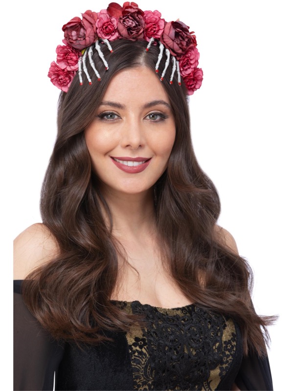 ver diadema esqueleto con flores