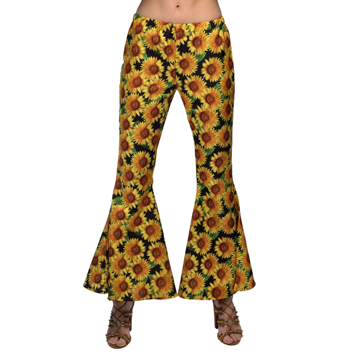 ver pantalon hippie flores disfraz