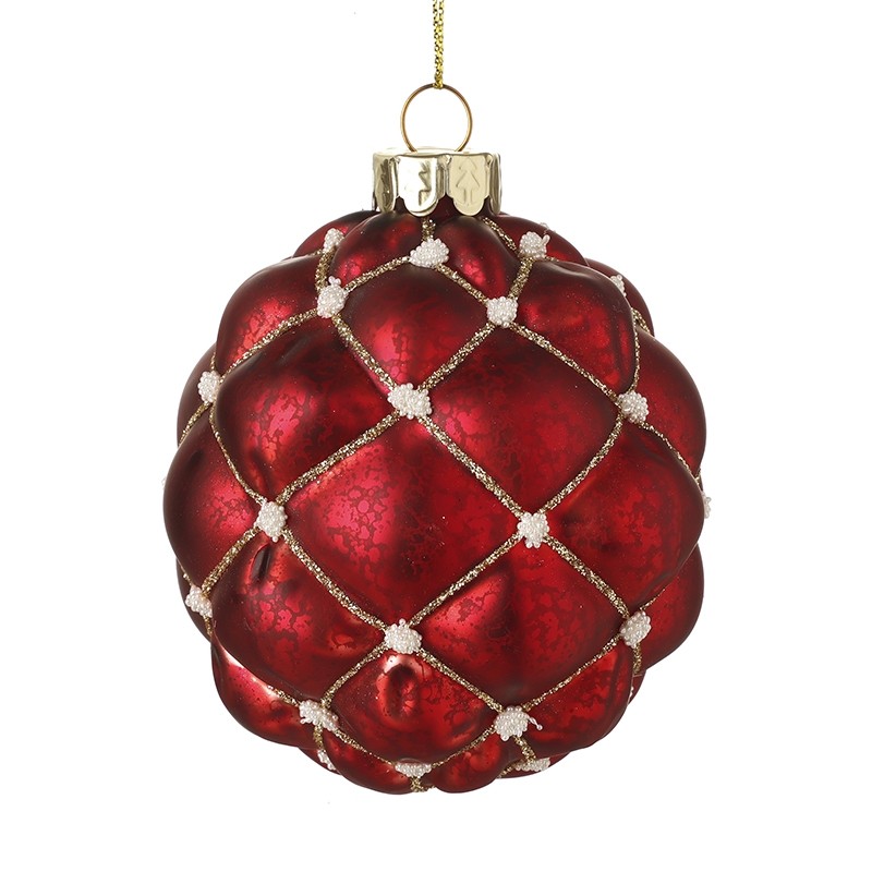 ver bola roja cristal perlas navidad
