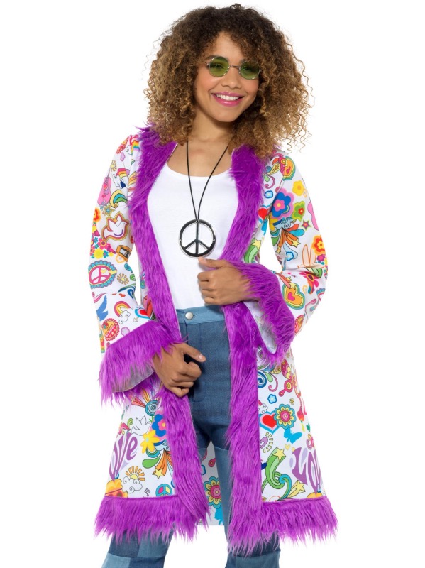 ver abrigo hippie mujer disfraz